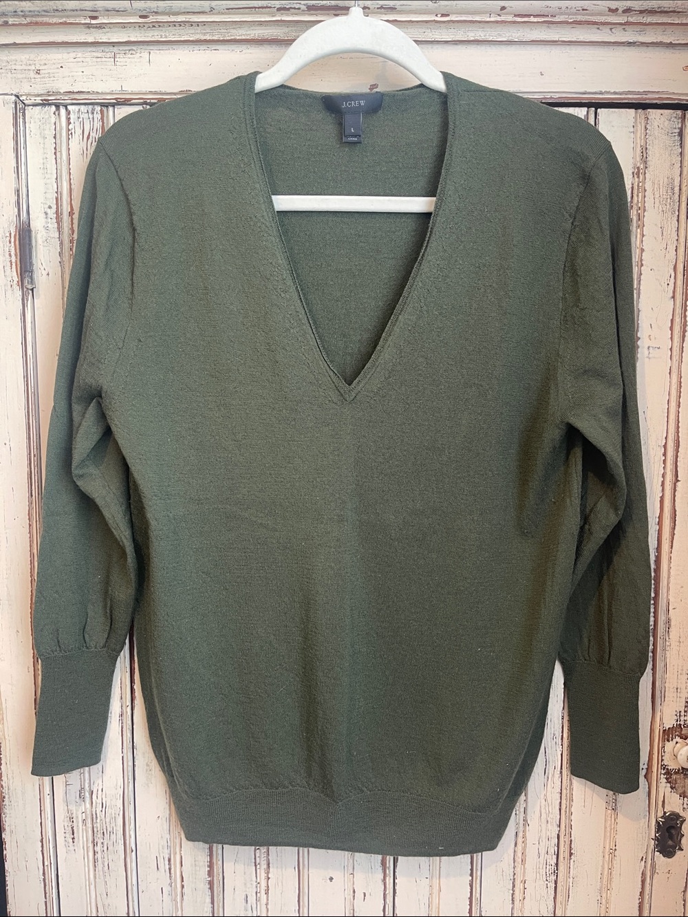 J. Crew Deep Olive V-Neck Women's Sweater